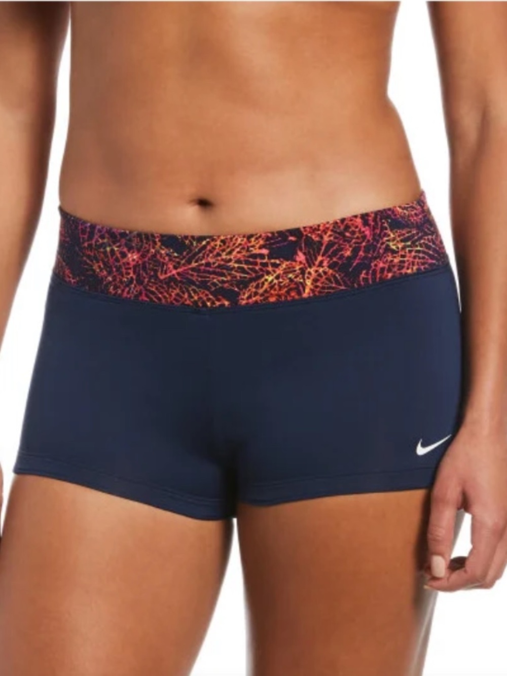 Nike Navy blue Neon Leaf Printed Kick Shorts - Size Medium